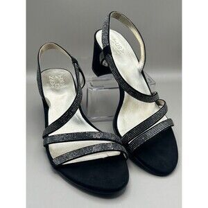 Naturalizer Vanessa2 Womens Strappy Heeled Sandals Rhinestone Black Sz 9 WIDE